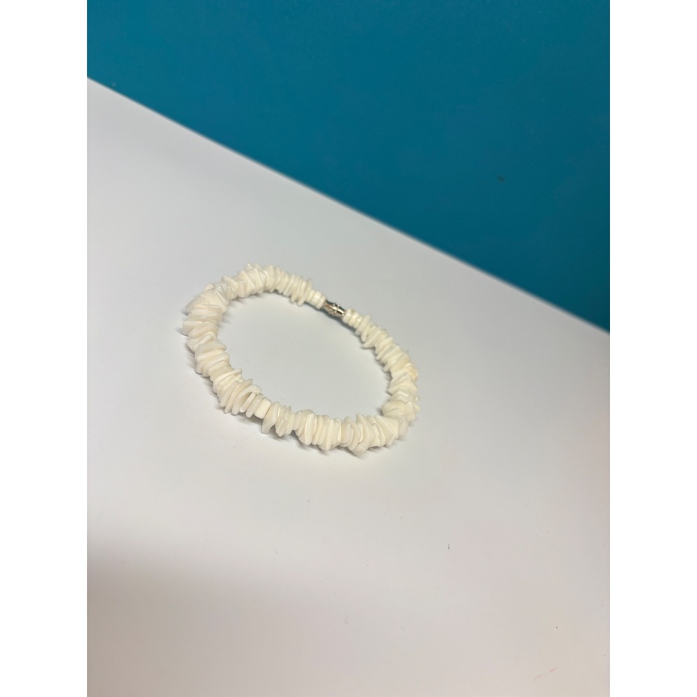 Natural‎ White Puka Shell Chip Bracelet Coastal Surfer Beach Jewelry